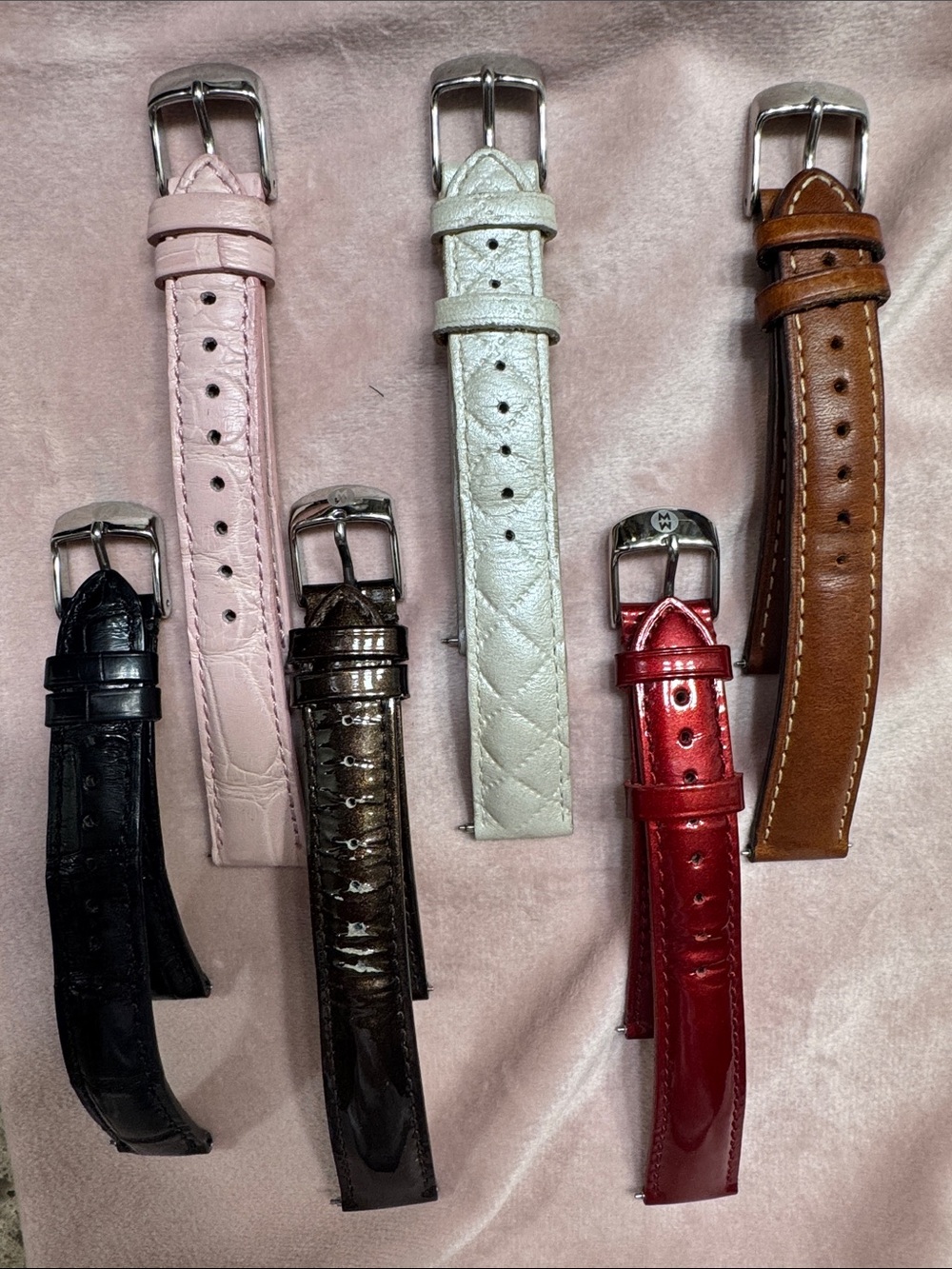Assorted Leather Watch Straps - Pink, White, Brown, Black, Red, Dark Brown